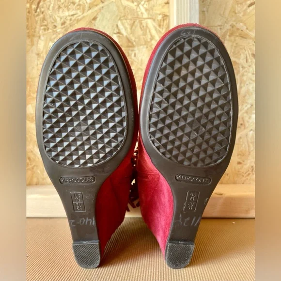 Aerosoles Fringe Suede Ankle Booties Size 7.5 Zip Up - Picture 5 of 8